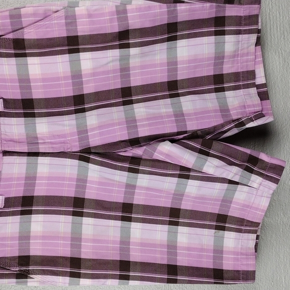Tommy Hilfiger Pink Multicolored Plaid Mid Rise Zip Up Causal Bermuda Short - Picture 3 of 11